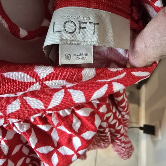 LOFT Women’s Red And White Multi Strap Pinwheel Tie Back Sundress Size 10 - Picture 6 of 8